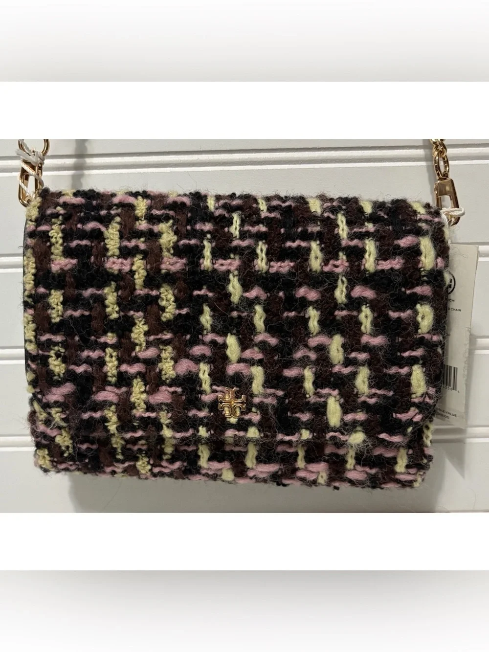 TORY BURCH Emerson Wool Tweed Convertible Chain Crossbody Wallet Shoulder Bag